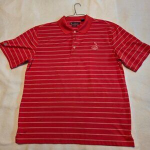 Pinehurst Oxford Golf Men's Shirt Super Dry Red w/white stripes Size L NWOT (50)